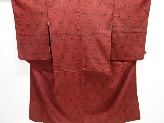 JAPANESE KIMONO / ANTIQUE OMESHI / TAISHO ROMAN STYLE / SILK / WOVEN FLORAL CREST